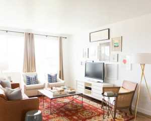 80㎡二居客厅现代风格皮艺沙发效果图