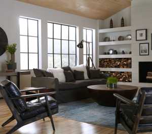 现代沙发背景墙仿古砖效果图