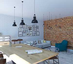 现代时尚三居室餐厅壁纸装修效果图