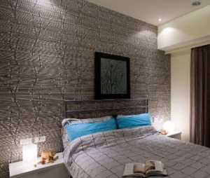 宝通社区方案设计中式卧室实木背景墙装修效果图
