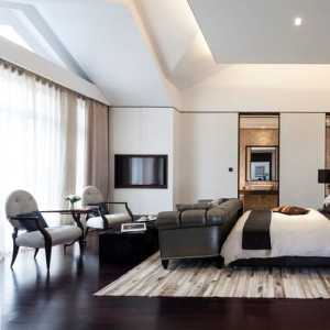 91-120平米三居室黑色几何空间卧室床装修效果图