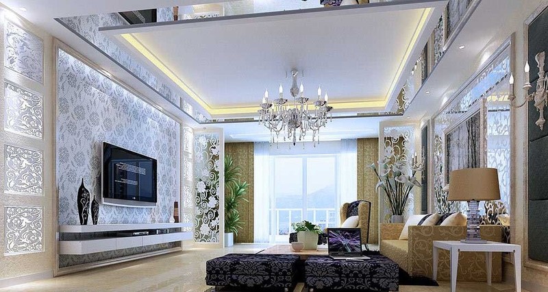 客厅装修北京石电视机背景图