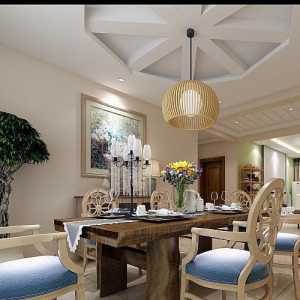 地中海风格复式楼餐厅餐桌椅效果图
