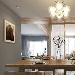 舒适公寓唯美原木色豪华型实木餐桌效果图