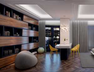 现代美式风格200平米别墅简洁三人沙发效果图